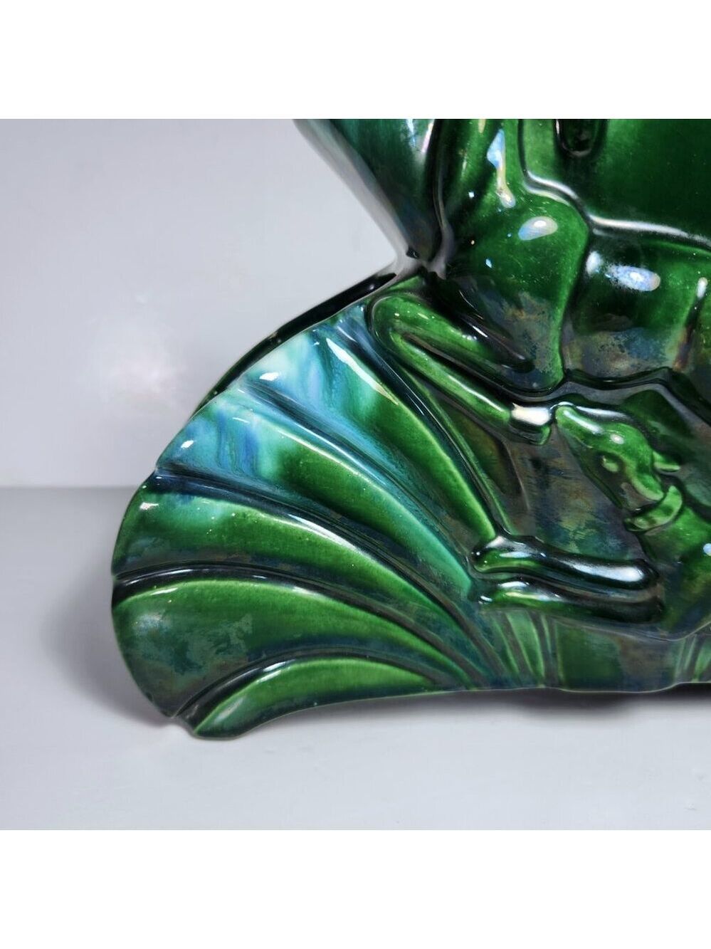 Vintage Ceramic Planter Lamp – Leaping Deer – Mid Century Green Glaze - Picture 4 of 15